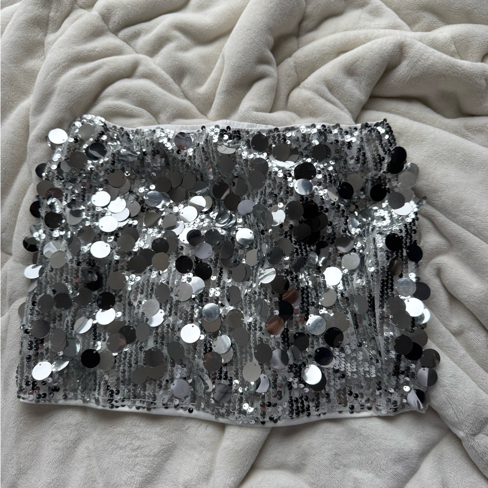 Silver Sequin Skirt